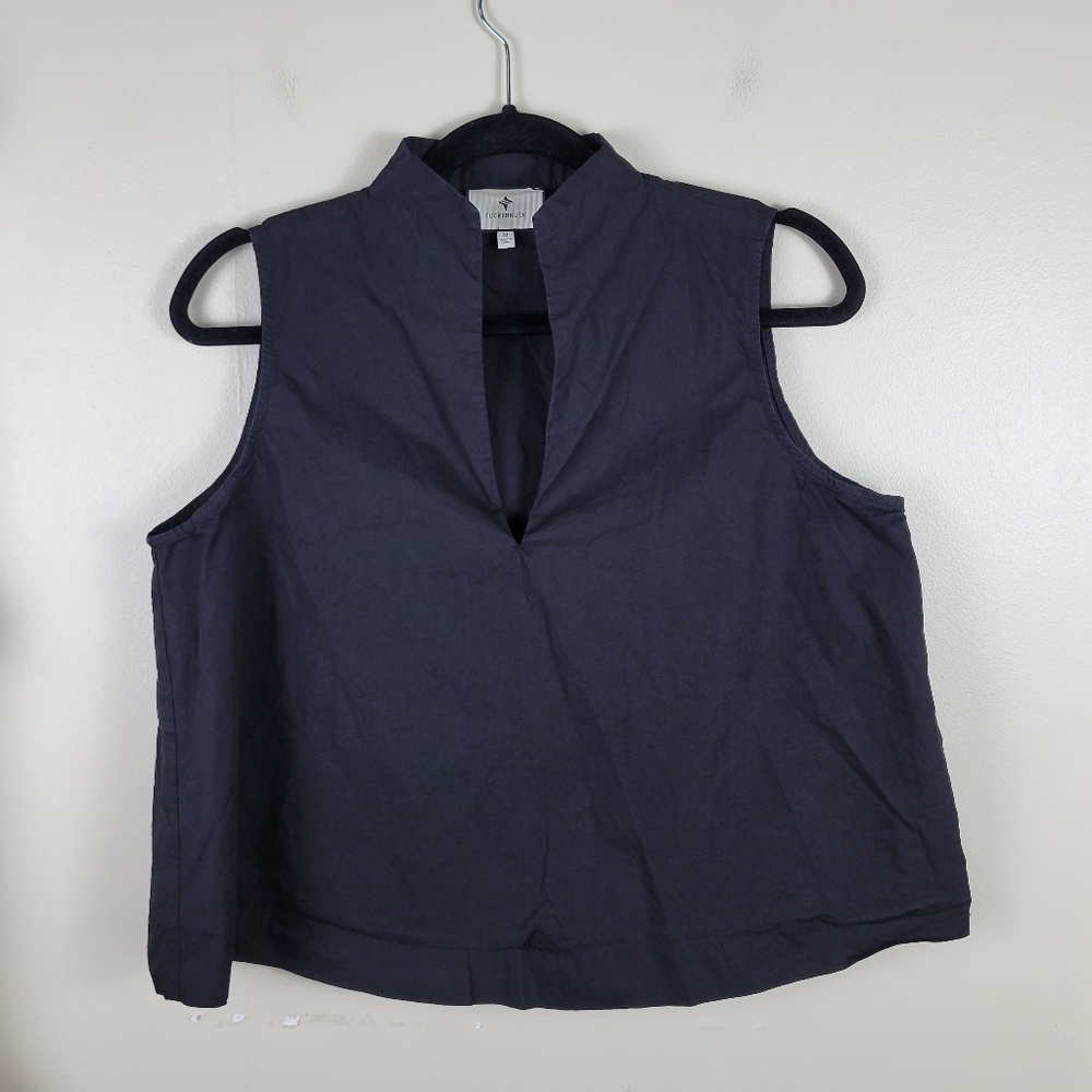 Tuckernuck Solid Black Cotton Sleeveless Celeste V Neck Top - Picture 6 of 12
